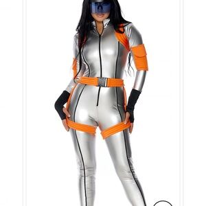 Silver and Orange Women's Jumpsuit